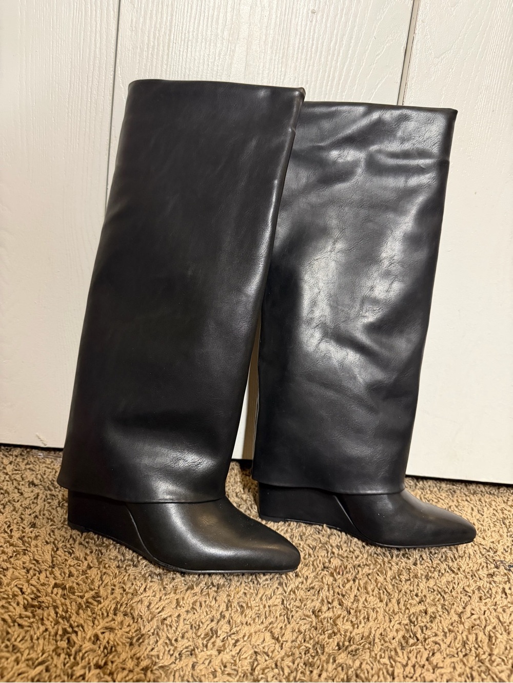 Madden Girl Tall Black Wedge Over-the-Knee Boots